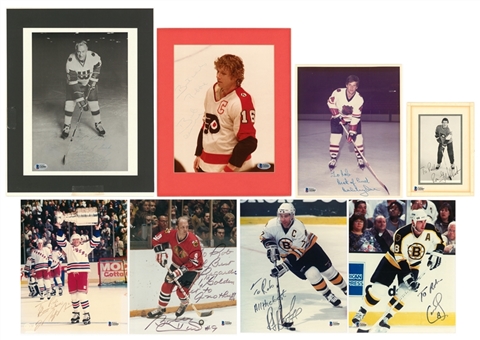 Lot of (8) Hockey Greats Signed 8x10 Photos Including Messier, Howe & Orr (Beckett)